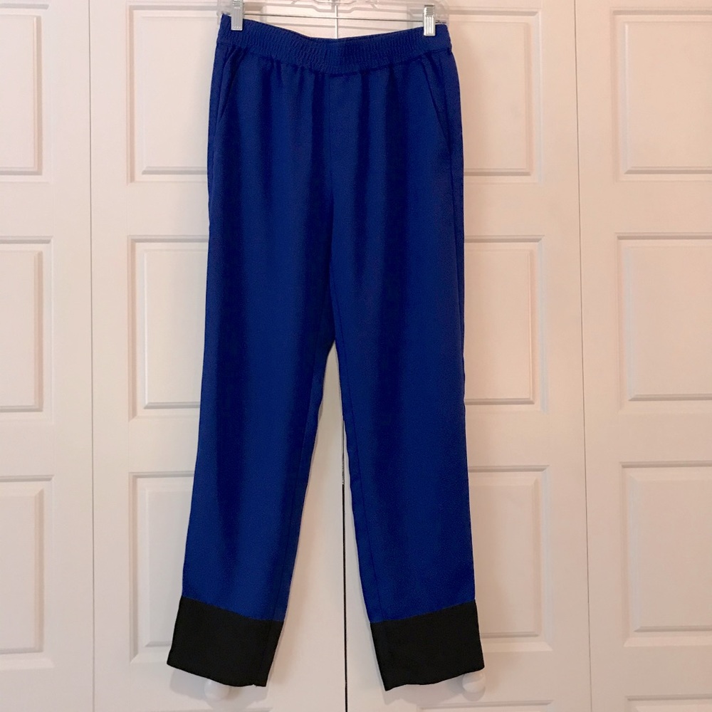 Silky Blue & Black Dress Pants